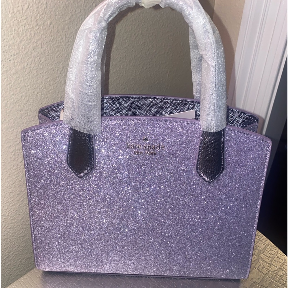 ❤️NWT $100 OFF KATE SPADE PURPLE GLITTER SATCHEL- BONUS FREE NWT KATE SPADE TOTE